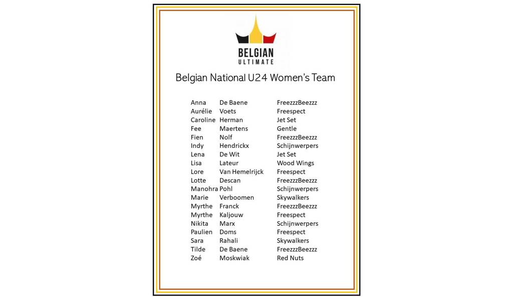Belgian U24 Ladies - WK 2019